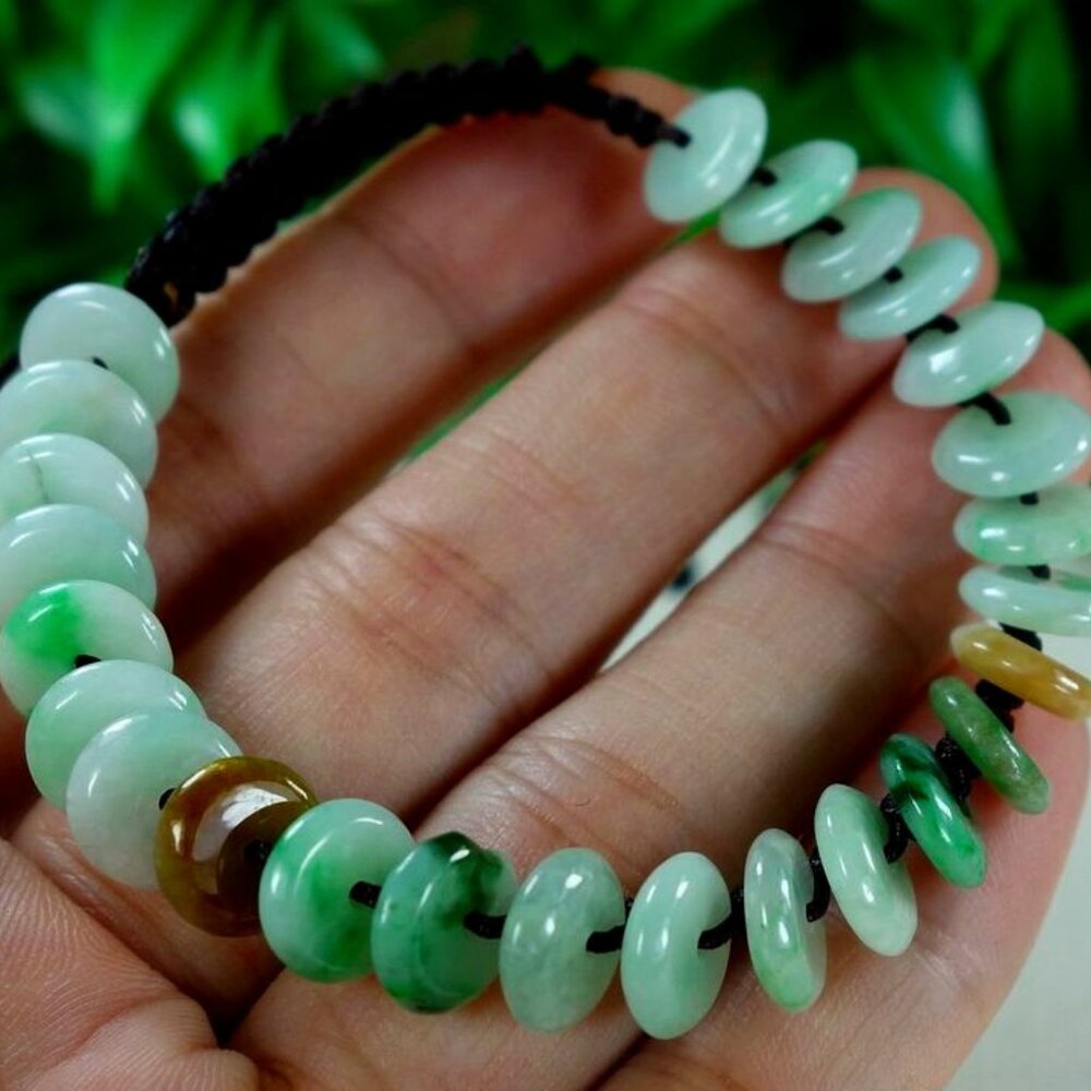 Certified 100% natural A jadeite jade Ping An buckle bracelet 平安扣手链